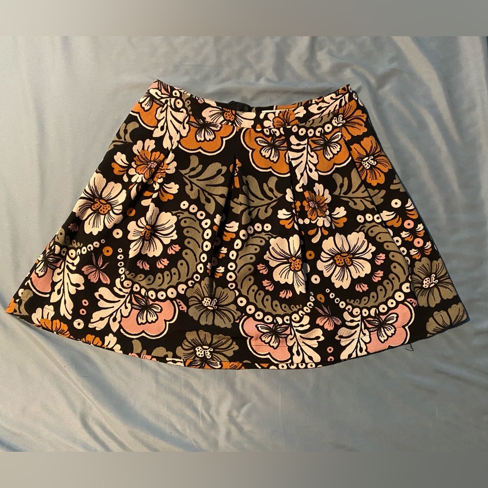 H&M Floral Skirt - Black, Pink, Green, White, Orange, Retro Vintage Vibes Med